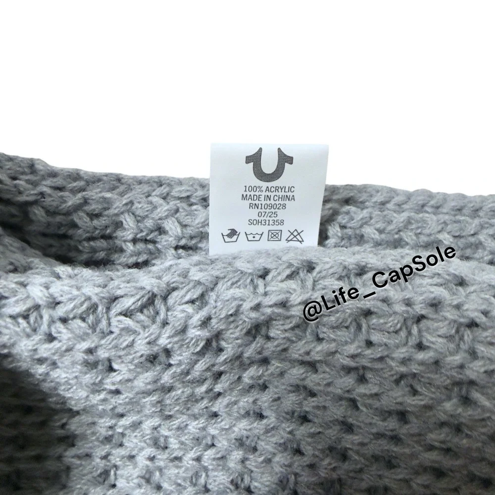 True‎ Religion Hat Scarf Set Grey Silver One Size Warm Glitter Gem Knitted NEW